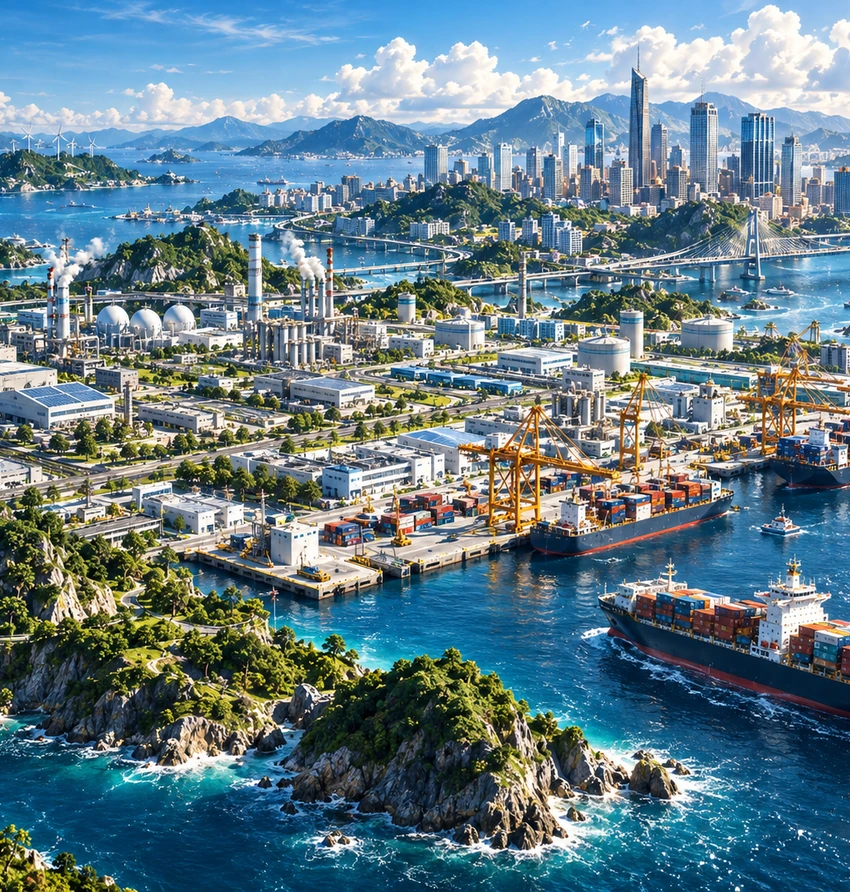 工場と港がつながる産業都市